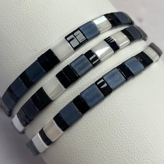 Aurora Crafted Style-Tila Bracelet Black & Grey-BRACELETS-Aurora Crafted Jewellery-