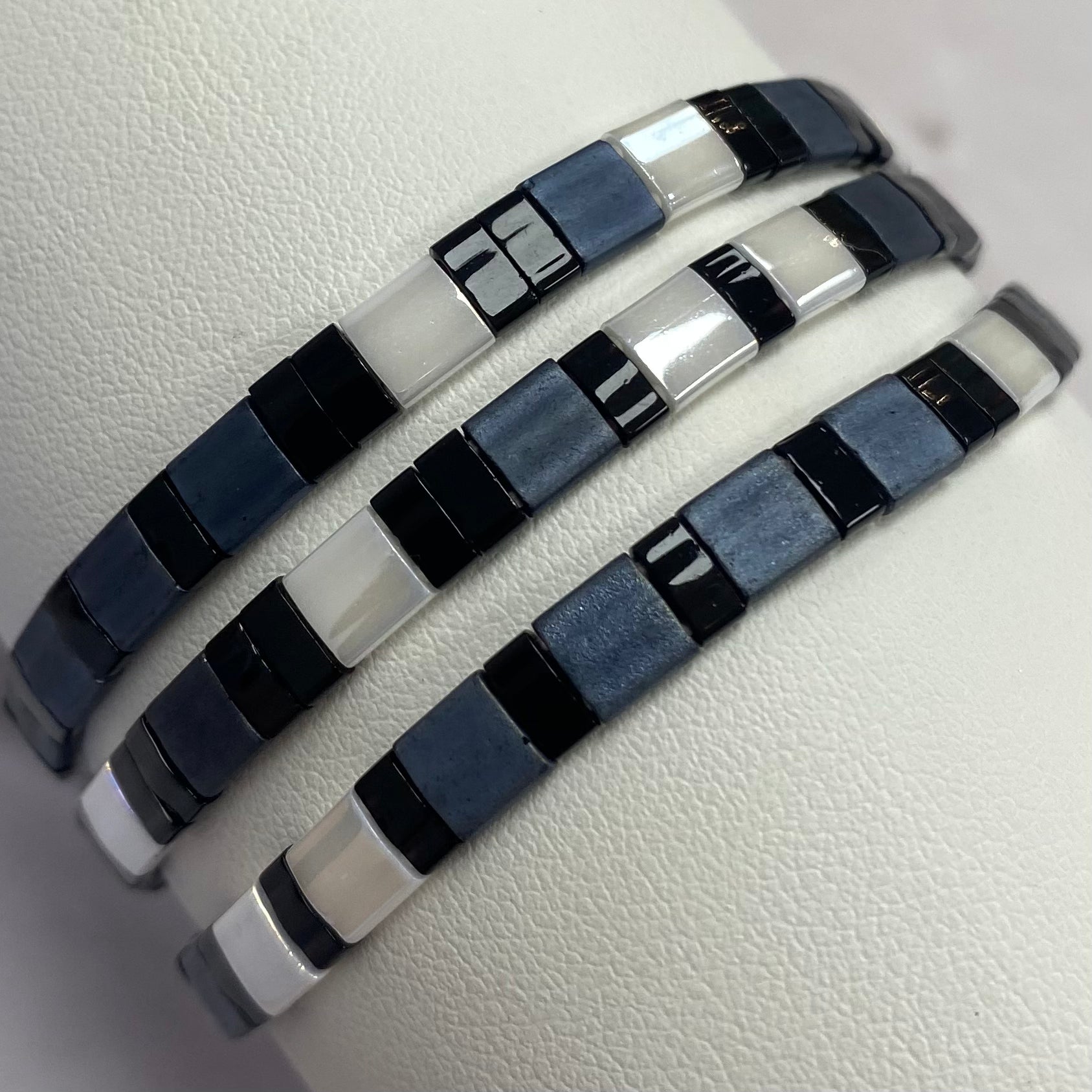 Aurora Crafted Style-Tila Bracelet Black & Grey-BRACELETS-Aurora Crafted Jewellery-