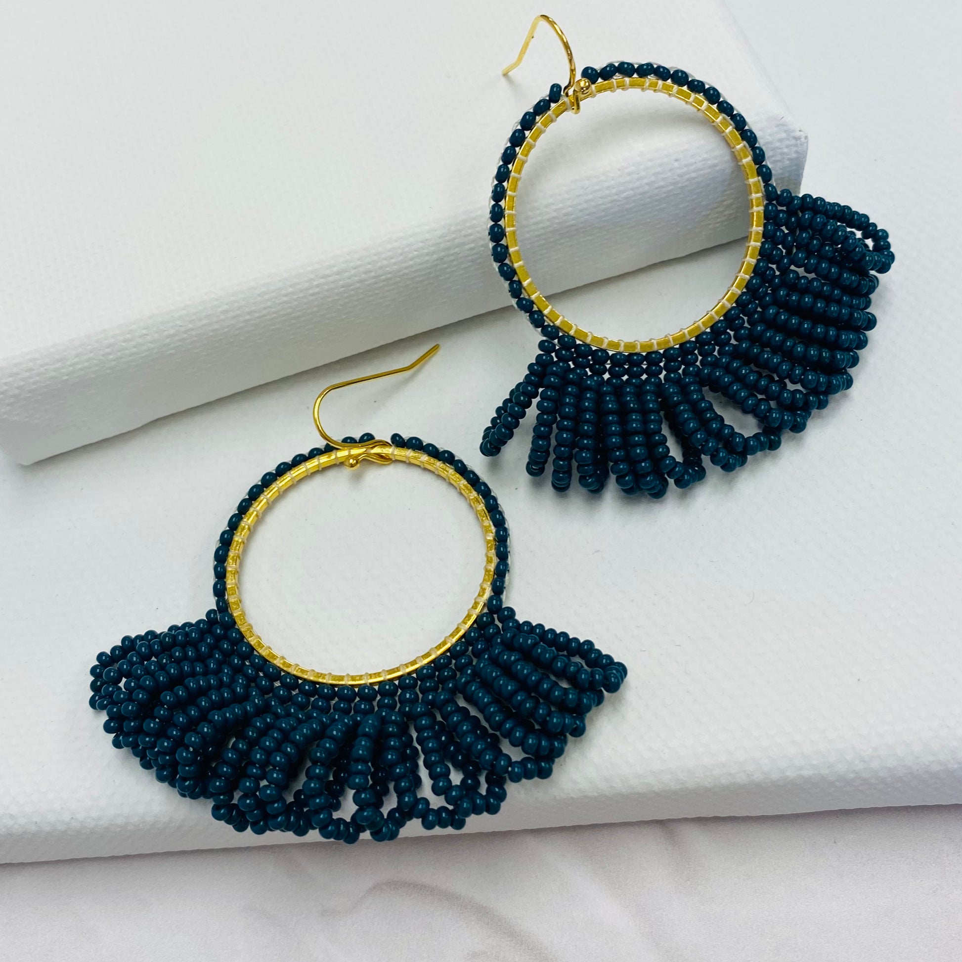 Aurora Crafted Style-Midnight Teal Dope Drop (Gold)-Earrings-Aurora Crafted Jewellery-
