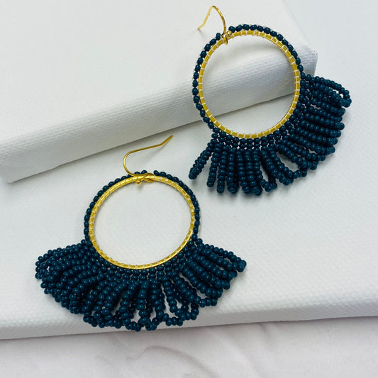 Aurora Crafted Style-Midnight Teal Dope Drop (Gold)-Earrings-Aurora Crafted Jewellery-
