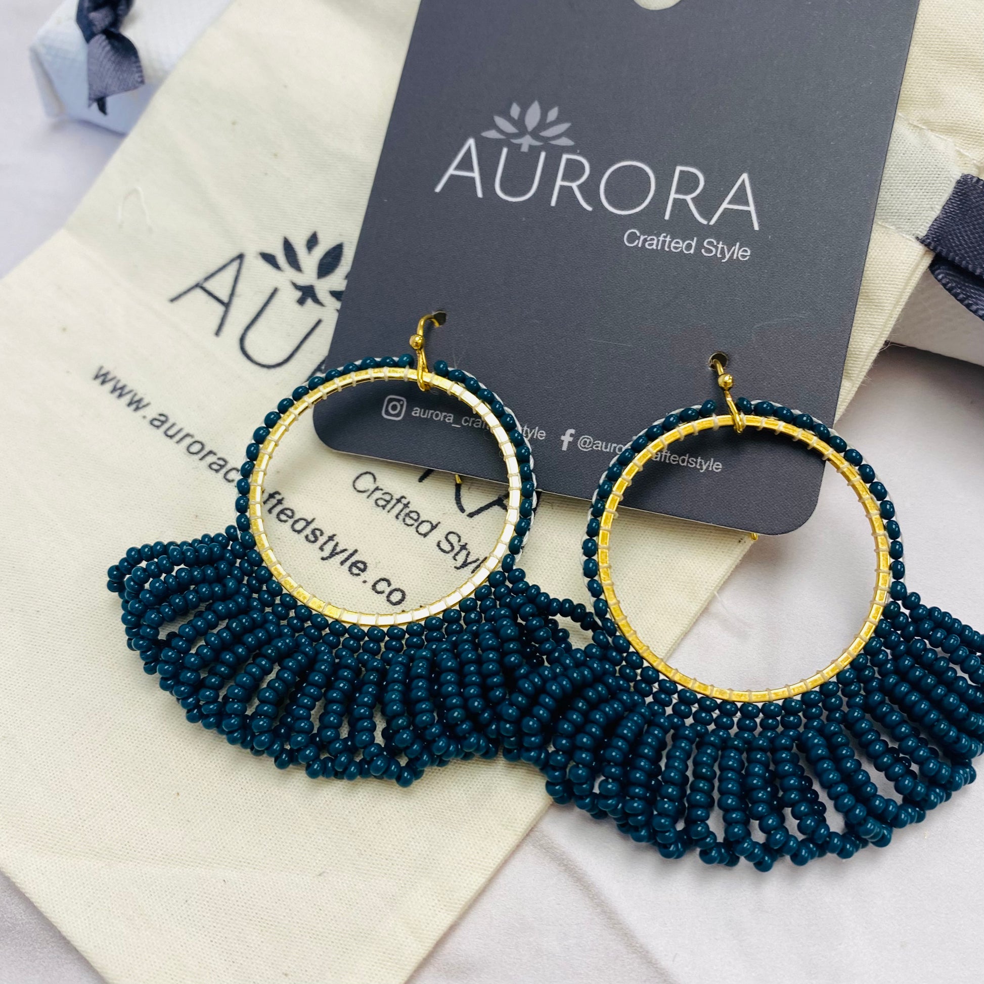 Aurora Crafted Style-Midnight Teal Dope Drop (Gold)-Earrings-Aurora Crafted Jewellery-