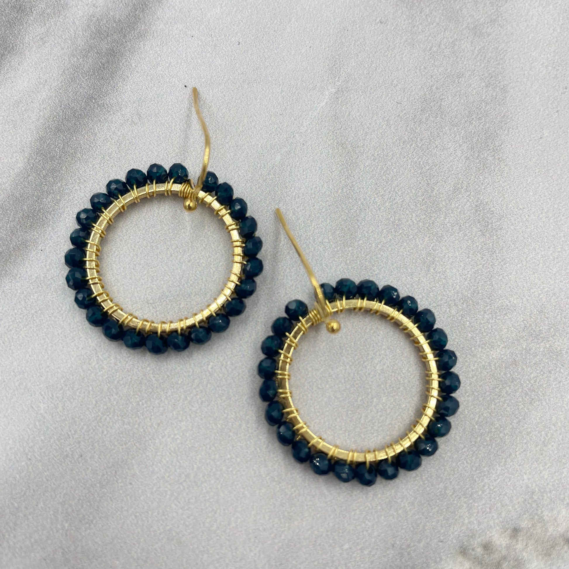 Aurora Crafted Style-Aurora Huggies in Deep Navy (Gold)-Earrings-Aurora Crafted Jewellery-