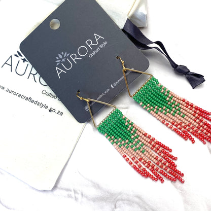 Aurora Crafted Style-Watermelon Ombre Triangle (Gold)-Earrings-Aurora Crafted Jewellery-