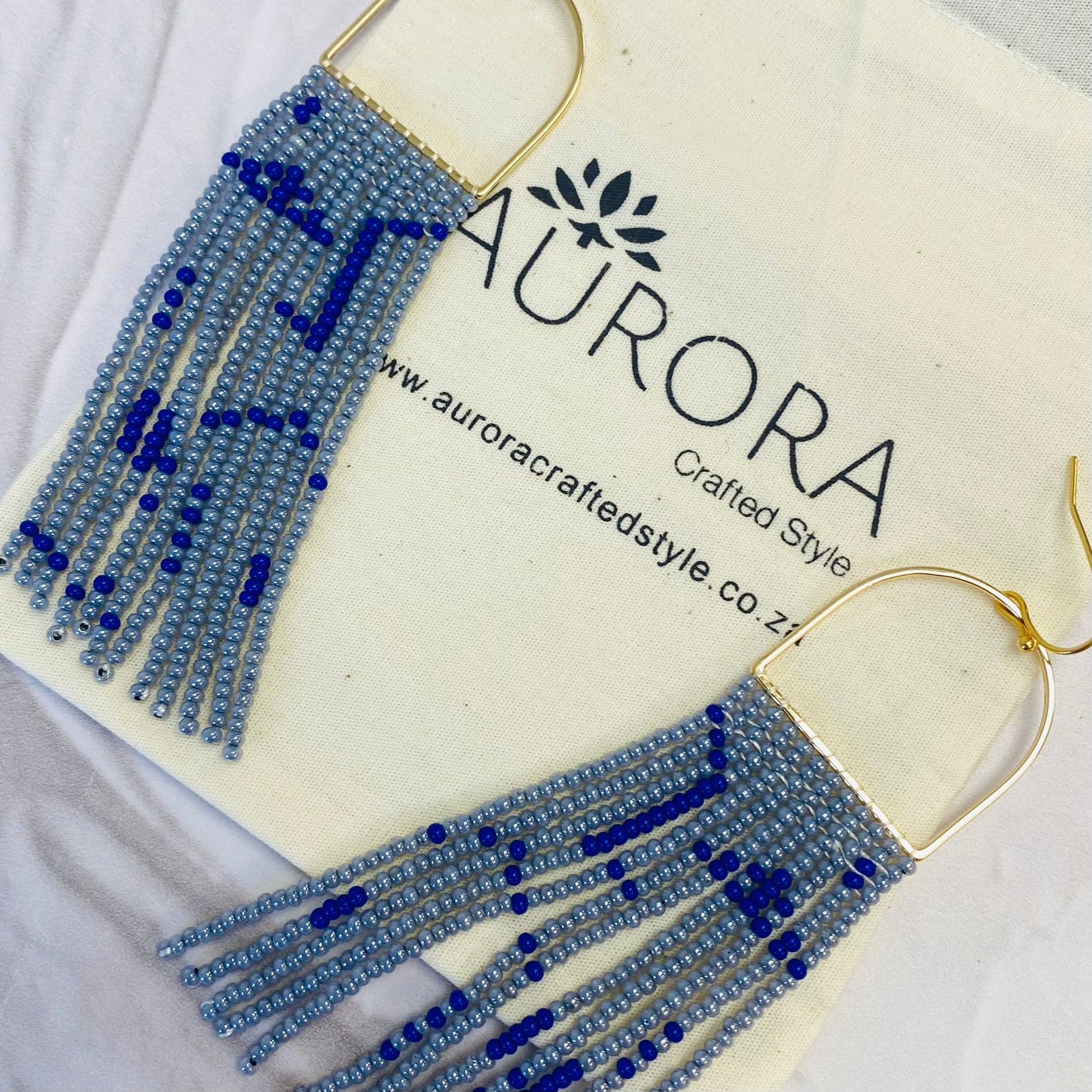 Aurora Crafted Style-Faces Blue Horseshoe-Earrings-Aurora Crafted Jewellery-