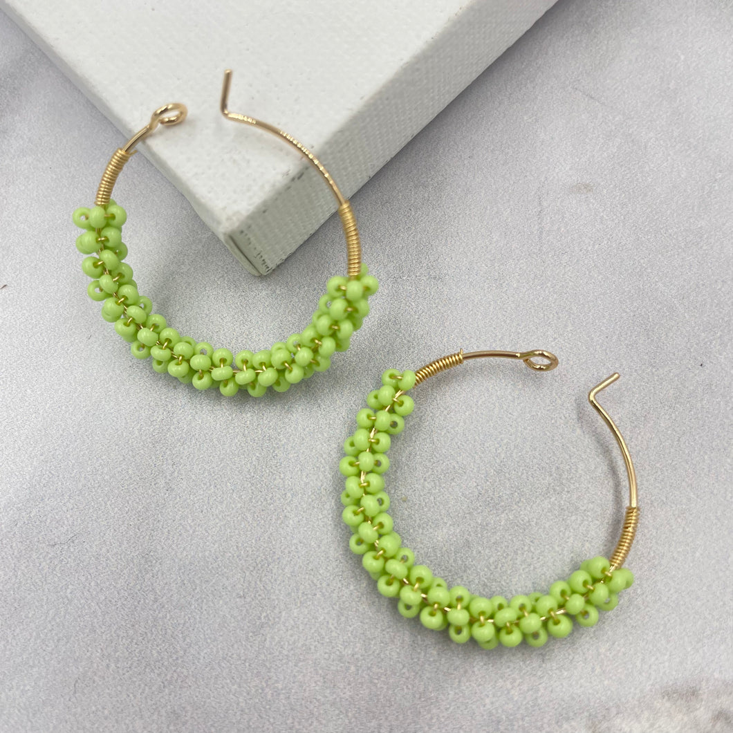 Wrapped Hoops in Bright Green (Gold)