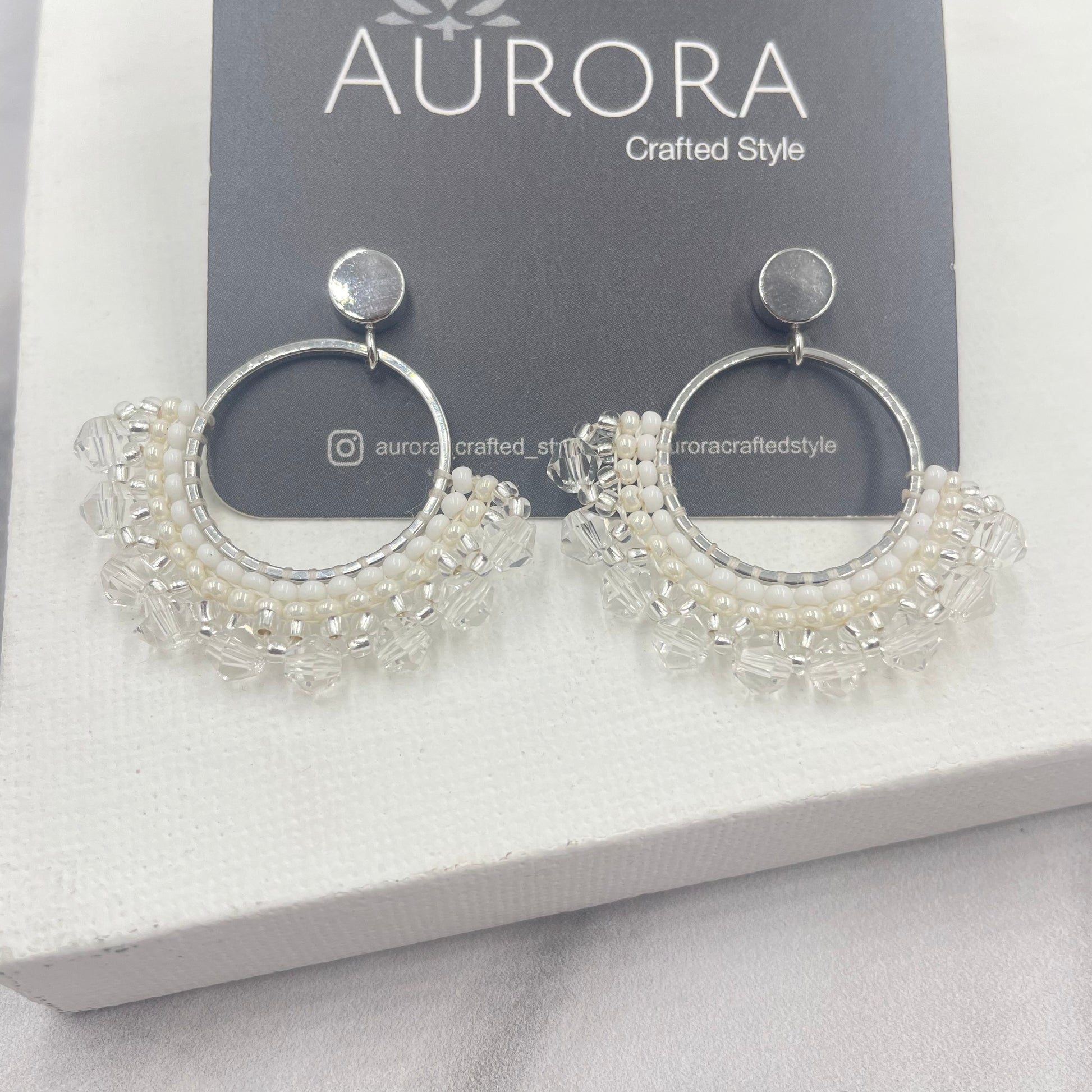 Aurora Crafted Style-Small Frida in White (Silver)-Earrings-Aurora Crafted Jewellery-