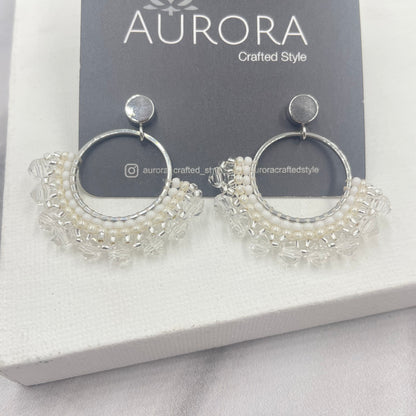 Aurora Crafted Style-Small Frida in White (Silver)-Earrings-Aurora Crafted Jewellery-