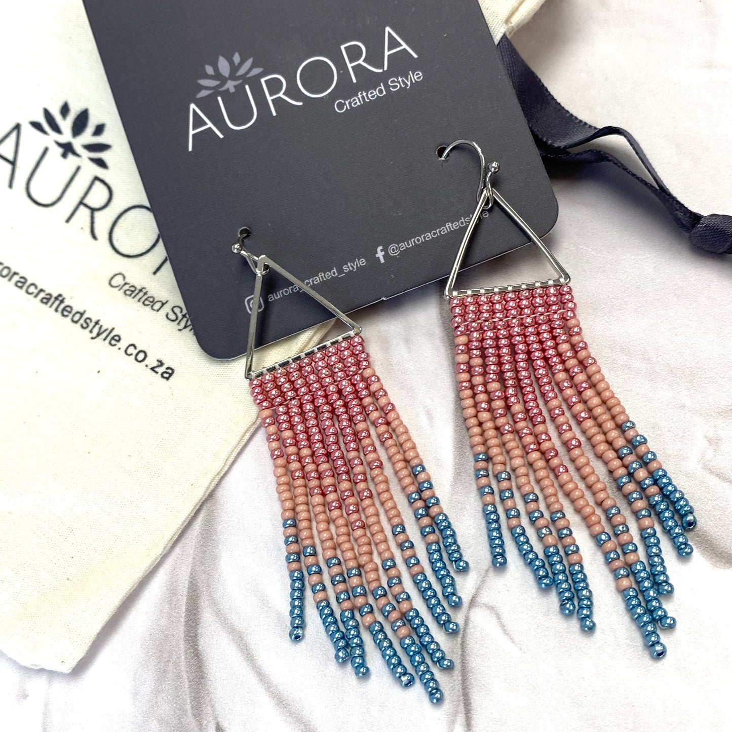 Aurora Crafted Style-Perfect Pastel Ombre Triangle (Silver)-Earrings-Aurora Crafted Jewellery-