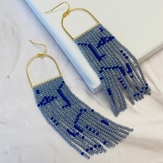 Aurora Crafted Style-Faces Blue Horseshoe-Earrings-Aurora Crafted Jewellery-