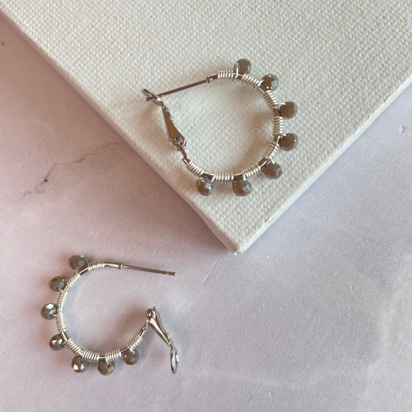 Aurora Crafted Style-Retro Hoop in Smokey Grey (Silver)-Earrings-Aurora Crafted Jewellery-
