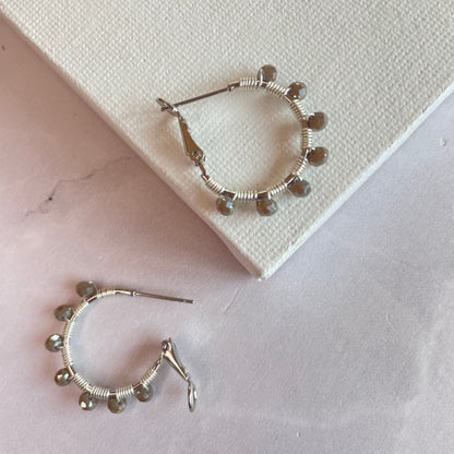 Aurora Crafted Style-Retro Hoop in Smokey Grey (Silver)-Earrings-Aurora Crafted Jewellery-