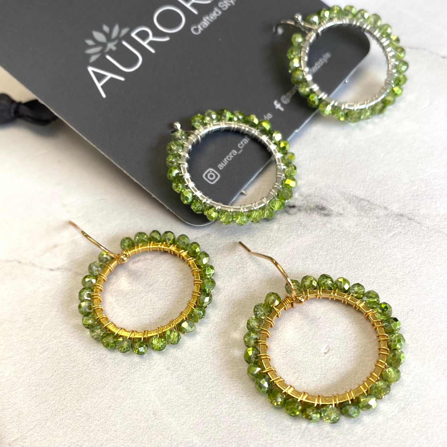Aurora Crafted Style-Aurora Huggies in Acid Green (Gold)-Earrings-Aurora Crafted Jewellery-