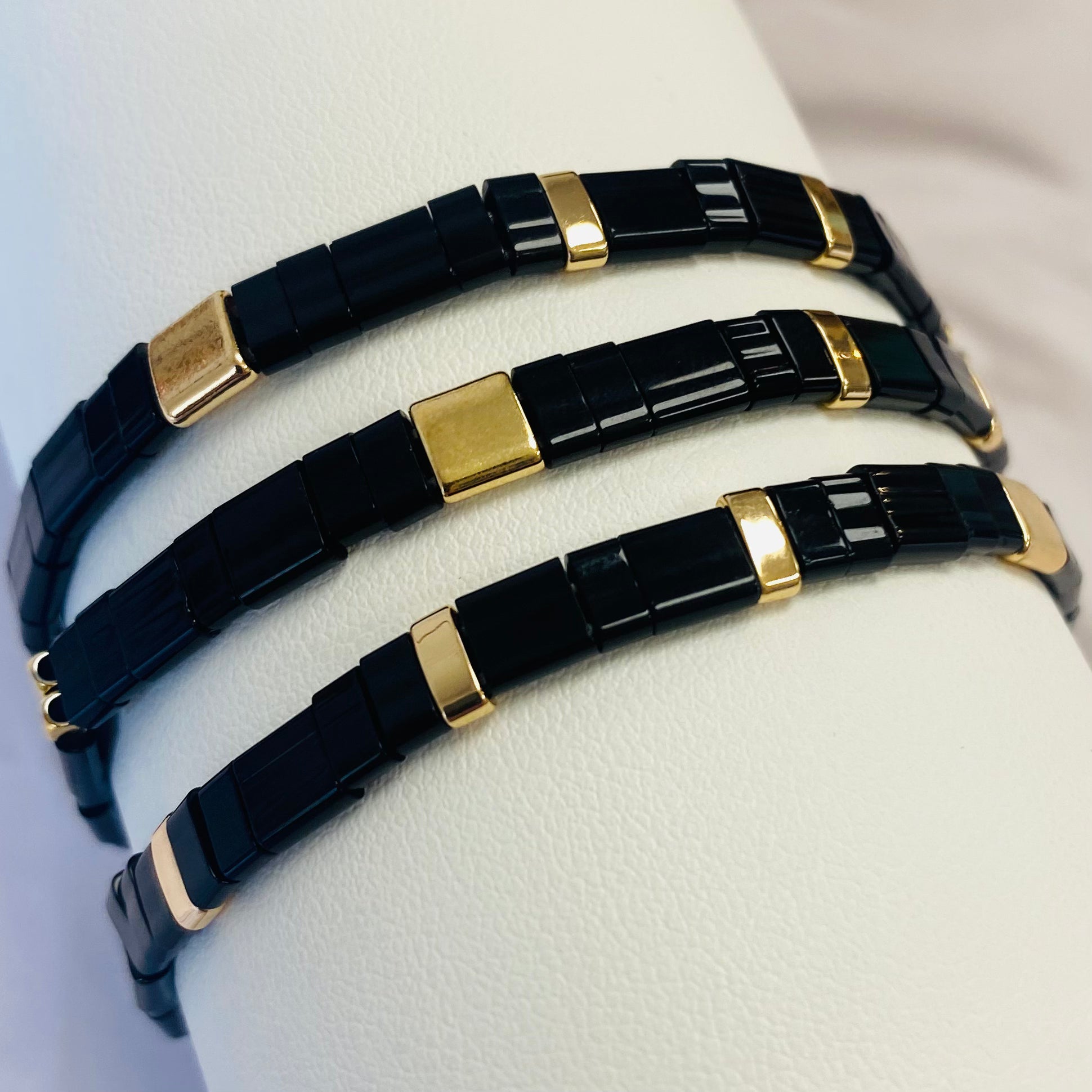 Aurora Crafted Style-Tila Bracelet Midnight Black-BRACELETS-Aurora Crafted Jewellery-