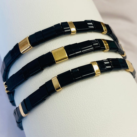 Aurora Crafted Style-Tila Bracelet Midnight Black-BRACELETS-Aurora Crafted Jewellery-