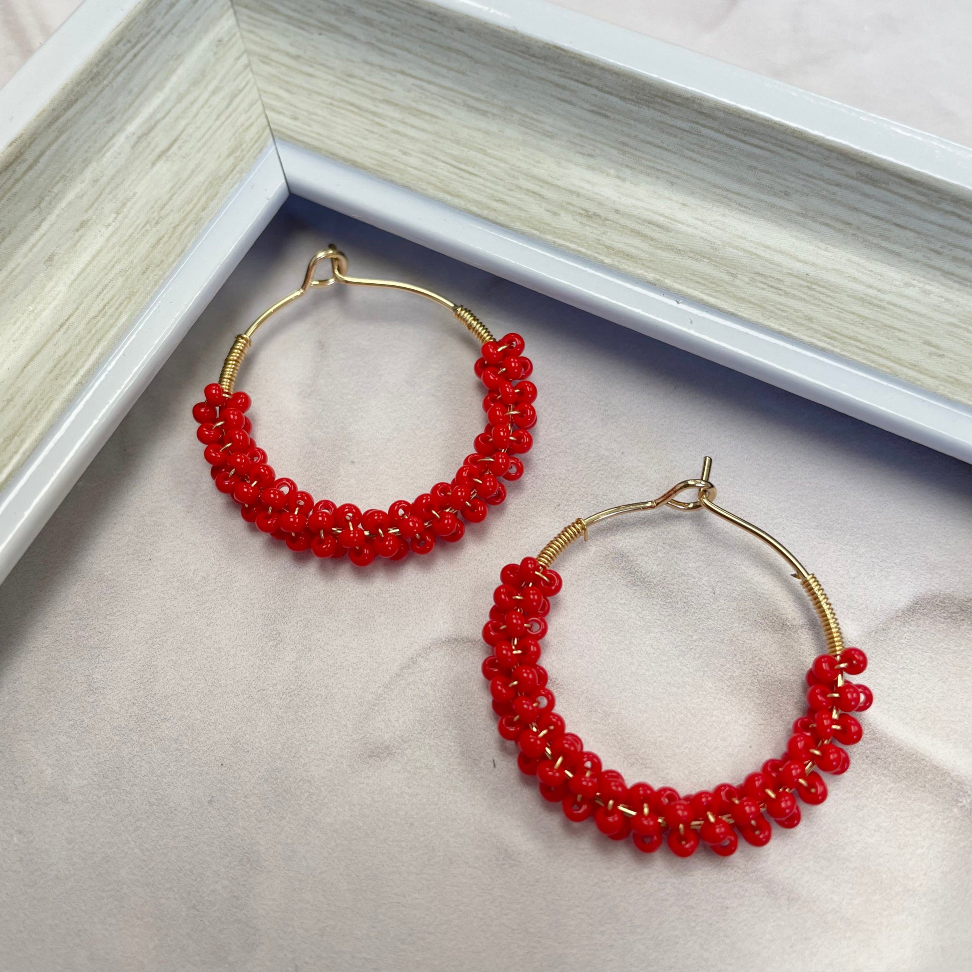 Aurora Crafted Style-Wrapped Hoops in Robot Red (Gold)-Earrings-Aurora Crafted Jewellery-