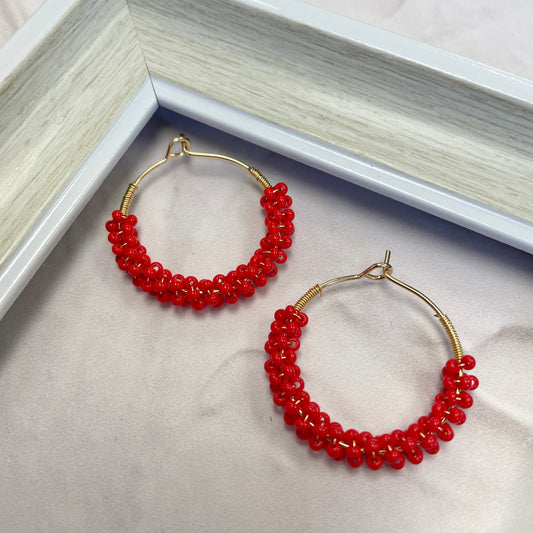Aurora Crafted Style-Wrapped Hoops in Robot Red (Gold)-Earrings-Aurora Crafted Jewellery-