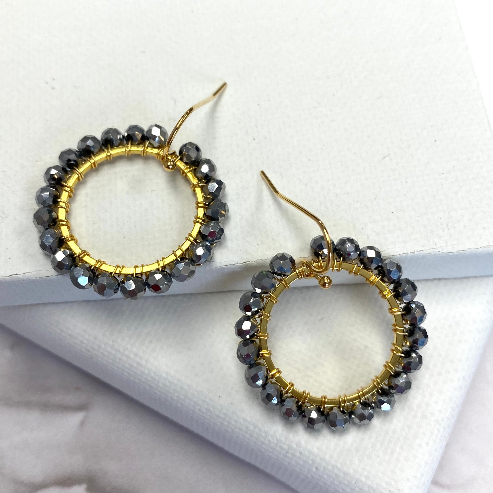 Aurora Crafted Style-Aurora Huggies in Pewter (Gold)-Earrings-Aurora Crafted Jewellery-