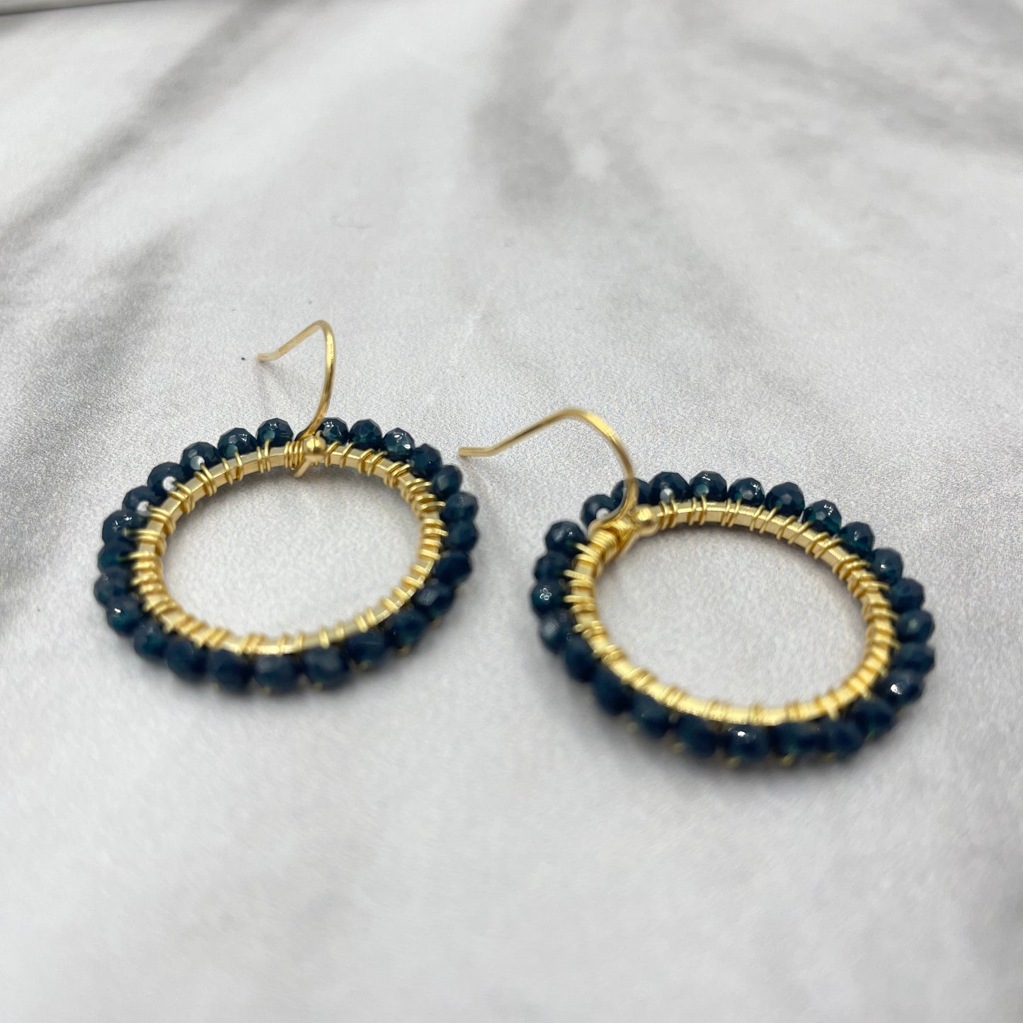 Aurora Crafted Style-Aurora Huggies in Deep Navy (Gold)-Earrings-Aurora Crafted Jewellery-