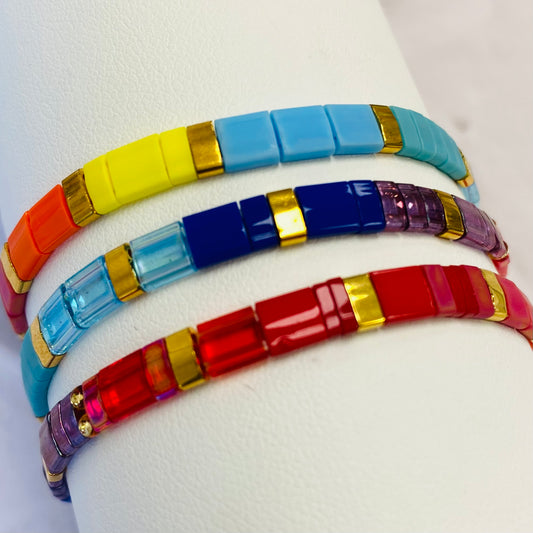 Aurora Crafted Style-Tila Bracelet Rainbow 2-BRACELETS-Aurora Crafted Jewellery-