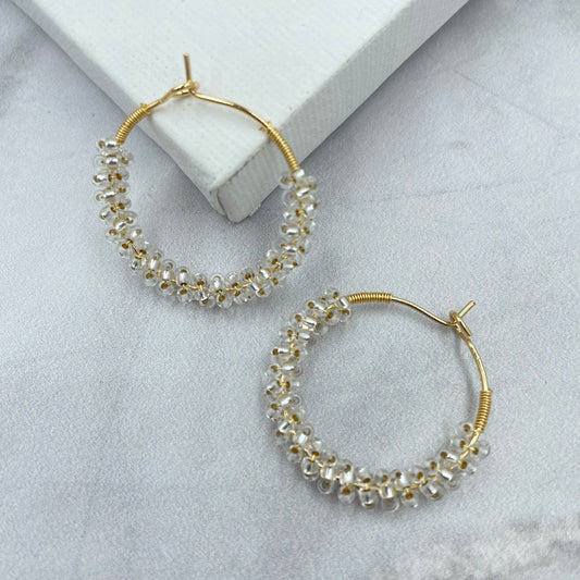 Aurora Crafted Style-Wrapped Hoops in Glass (Gold)-Earrings-Aurora Crafted Jewellery-