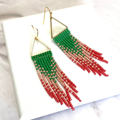 Aurora Crafted Style-Watermelon Ombre Triangle (Gold)-Earrings-Aurora Crafted Jewellery-
