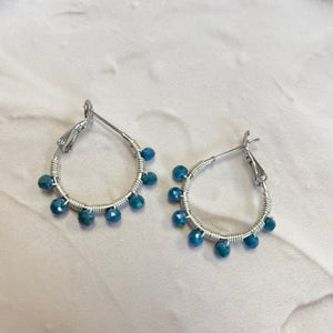 Retro Hoop in Azure Blue (Silver)