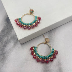 Aurora Crafted Style-Small Frida in Aqua and Coral (Gold)-Earrings-Aurora Crafted Jewellery-