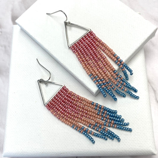 Aurora Crafted Style-Perfect Pastel Ombre Triangle (Silver)-Earrings-Aurora Crafted Jewellery-