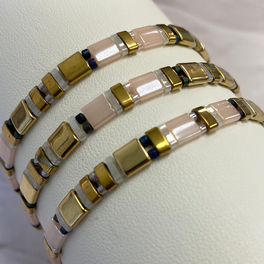 Tila Bracelet Gold with Pops of Pale Pink