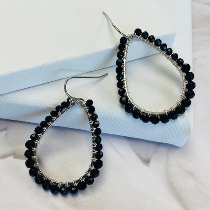 Aurora Crafted Style-Onyx Mini Teardrop (Silver)-Earrings-Aurora Crafted Jewellery-